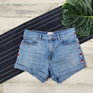 Sundry Relaxed Roll Up Denim Jean Shorts Embroidered Size 29